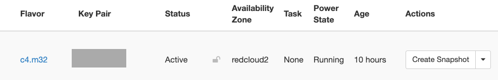 A running Red Cloud instance